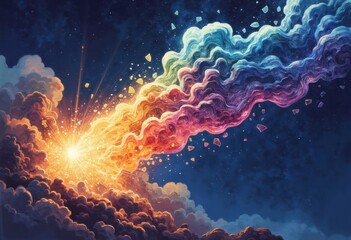 Aufkleber - Vibrant explosion of colors in a cosmic cloud formation