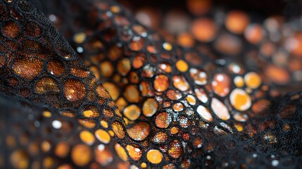 Intricate Black and Orange Lace Fabric Texture
