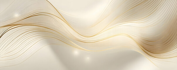 Poster - Elegant abstract waves in soft beige tones, capturing movement and tranquility. Perfect for backgrounds, digital art, and modern design projects.