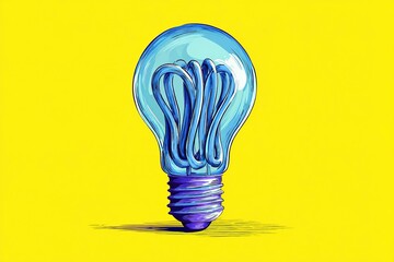 Poster - Creative light bulb illustration on a vibrant yellow background showcasing original design and artistic flair