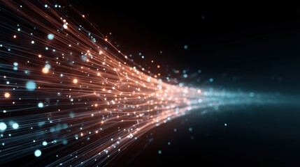 Aufkleber - Dynamic light trails in a dark background, creating an abstract visual effect with glowing particles flowing in one direction.