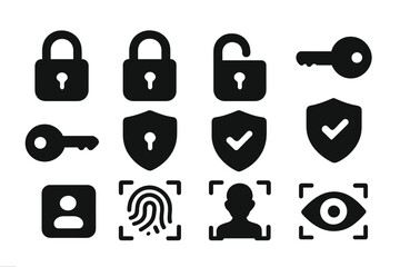 Leinwandbilder - Symbols representing security, privacy, and user authentication in modern technology settings with various lock and key designs