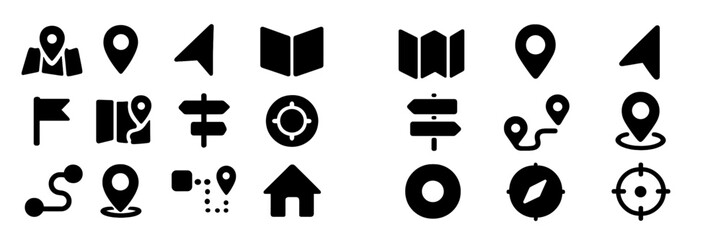 Poster - Exploring navigation symbols and icons used for mapping and location guidance in digital applications