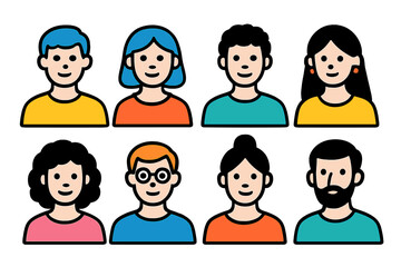 Aufkleber - Diverse group of animated characters representing various styles and features in a colorful arrangement