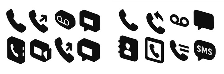 Fototapete - Collection of communication icons representing various messaging and calling options in a modern digital interface