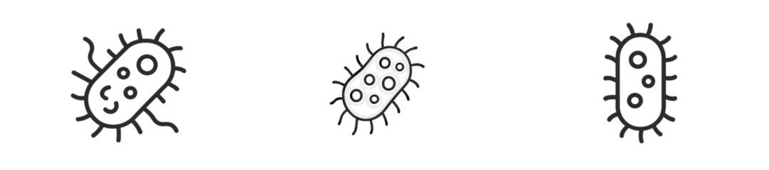 Poster - Bacteria in various forms with unique structures and cell features observed under a microscope