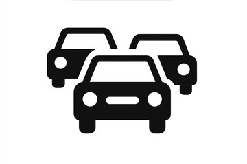 Poster - Multiple cars maneuvering on a busy road during rush hour in a urban setting with overhead traffic lights