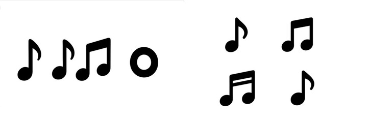 Poster - Musical notes arranged in creative patterns showcasing different styles of notation and rhythm in a simplistic design