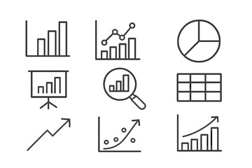 Leinwandbilder - Collection of various graphs and charts depicting data trends and analysis in a business context