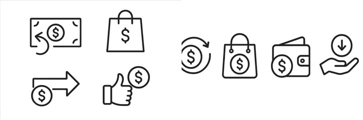 Poster - Financial symbols representing transactions and shopping activities in modern commerce