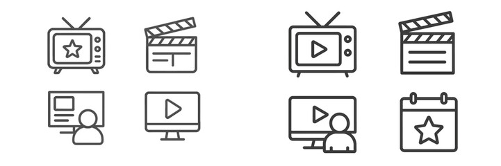 Leinwandbilder - Creative icons representing video content creation and streaming services in a modern layout
