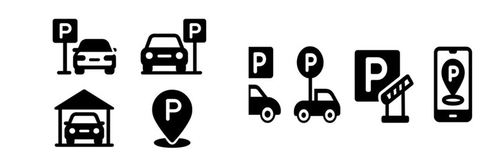 Aufkleber - Parking icons and symbols illustrating different types of parking options and their usage in urban environments