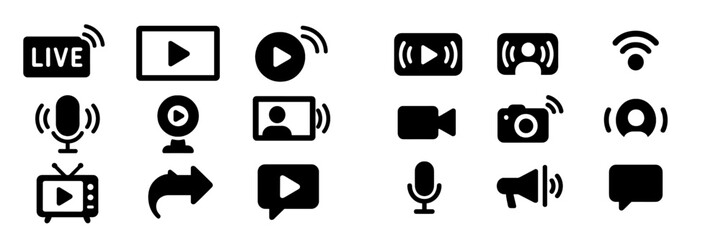 Aufkleber - Various multimedia icons indicating different modes of online communication and streaming services