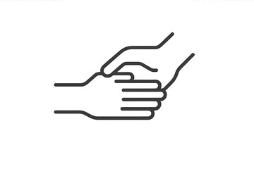 Poster - Hands engaged in a gentle gesture of care and connection between two individuals in a minimalist style