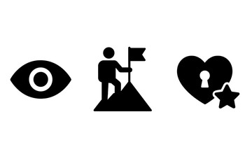 Poster - Symbols representing vision, achievement, and love in a minimalist design suitable for various contexts