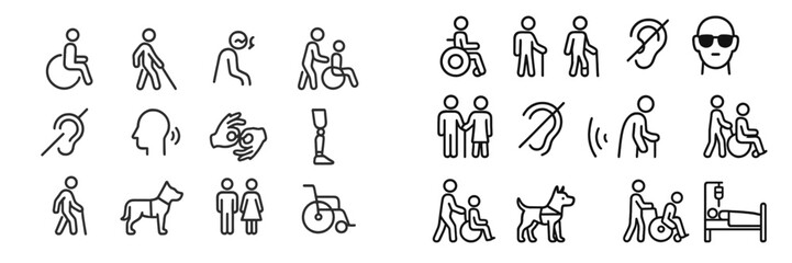 Poster - Various symbols representing accessibility and inclusivity for individuals with disabilities in public spaces