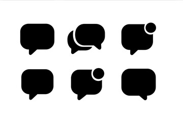 Poster - Various black speech bubble icons showcasing different styles and expressions in a minimalist design setting