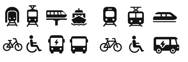 Aufkleber - Multiple transportation icons illustrating various modes of travel and accessibility options in urban settings