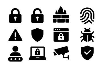 Poster - Secure symbols include locks, shields, and indicators of cybersecurity and privacy measures