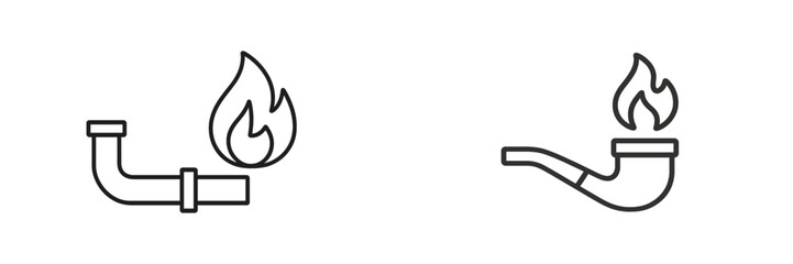 Poster - Creative illustrations of flaming pipes representing various concepts of fire hazards and safety measures