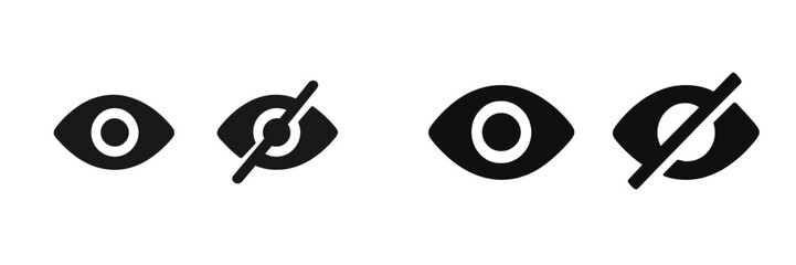 Poster - Different styles of eye icons representing visibility and invisibility seen in graphic design