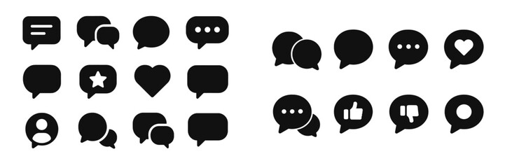 Fototapete - Different styles of speech bubble icons used for communication in digital design and social media platforms