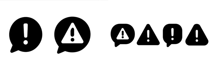 Aufkleber - Designs of warning symbols in various shapes and sizes on a minimalist background showcasing alert graphics used for caution