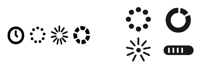 Leinwandbilder - Various loading icons displayed in a minimalist style showcasing different design patterns and animations in user interfaces