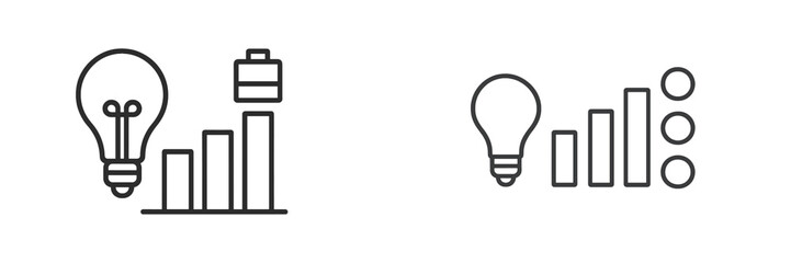 Poster - Light bulb and battery icons representing energy growth and efficiency in modern design