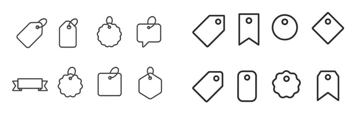 Poster - Collection of various blank tags and labels in simple line art style for design and crafting purposes