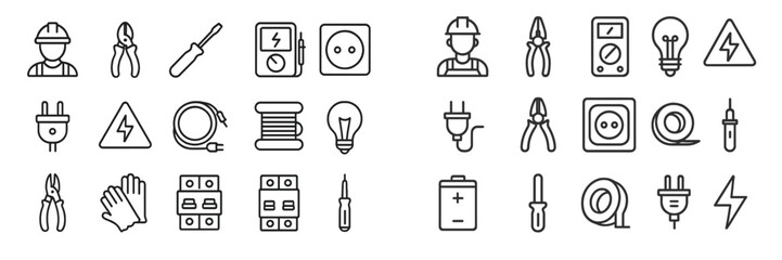 Aufkleber - Collection of electrical tools and symbols used by electricians in various repair and installation tasks