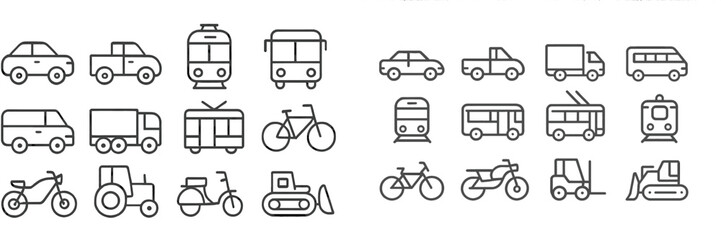 Poster - Various modes of transportation illustrated in a simple and clear style showing cars, bikes, and public transit options