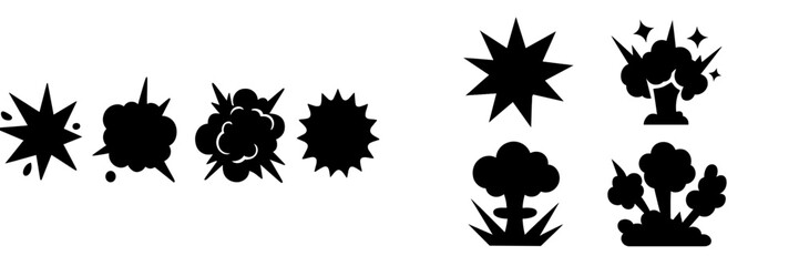 Poster - Explosive graphics depicting various types of explosions and blasts in black silhouettes