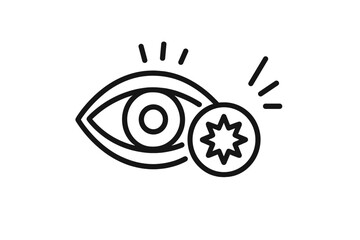 Poster - Eye graphic with starburst symbol representing vision and creativity in a simple design