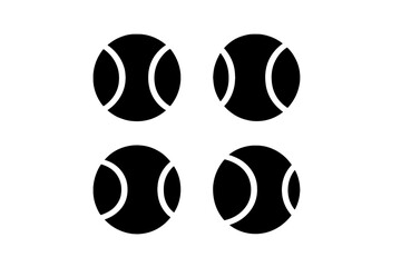 Poster - Four black tennis balls arranged in a grid pattern on a white background displaying a minimalistic design