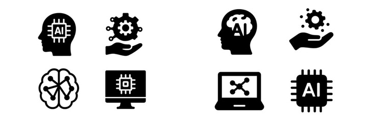Leinwandbilder - Innovative AI icons depicting brain and technology connections for digital design concepts and applications