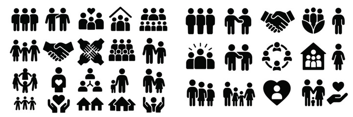 Poster - Diverse group of people icons representing community, relationships, and cooperation in a variety of settings