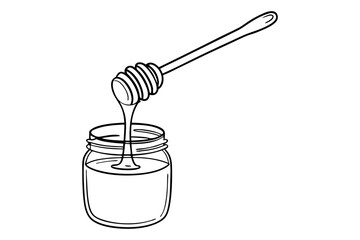 Canning jar and honey spoon line sketch