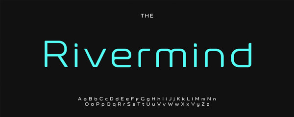Leinwandbilder - Rivermind futuristic alphabet, neon rounded letters, minimal tech font with sci-fi digital feel, clean branding style, sleek typography, modern typographic design. Vector typeset.