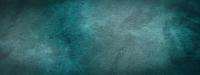 Leinwandbilder - Turquoise colored abstract stone concrete wall plaster facade cement tile texture background panorama banner long