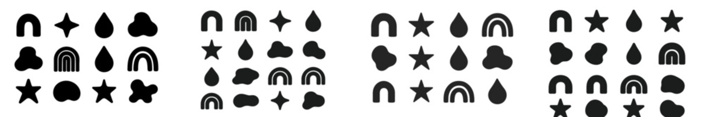 Aufkleber - Colorful abstract shapes and patterns created using black and white designs with playful elements