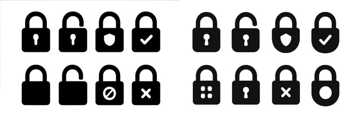 Poster - Various padlock designs showing different states of security and functionality in a modern digital context