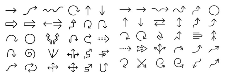 Poster - Variety of directional symbols displayed in a grid format on a white background showcasing diverse arrow designs