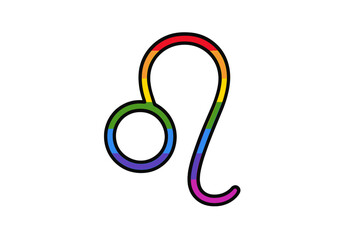 Poster - Colorful representation of the zodiac sign Leo with a rainbow theme on a white background