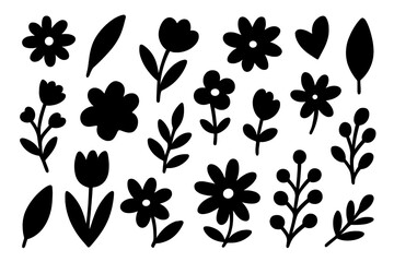 Poster - Various black floral shapes and designs suitable for artistic and crafting projects