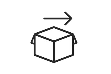 Aufkleber - Shipping a cardboard box with an arrow indicating movement towards the right at a warehouse