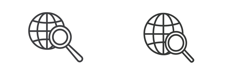 Leinwandbilder - Two magnifying glasses focus on a globe illustrating global exploration and information search