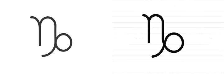 Fototapete - Stylized logo design featuring a minimalistic representation of the Capricorn zodiac sign with elegant curves
