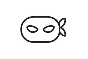 Poster - Cartoon ninja character with simplified features and symmetrical design in black and white format