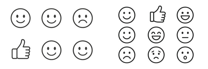 Poster - Collection of various facial expressions illustrating emotions and reactions in a simple, minimalist style